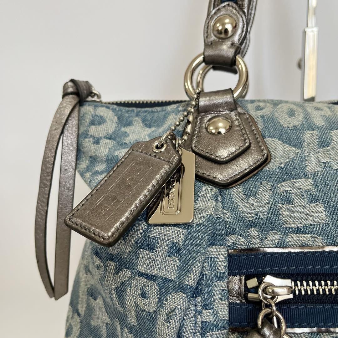 COACH Hand Bag Tote Purse 16988 Denim Blue Authentic