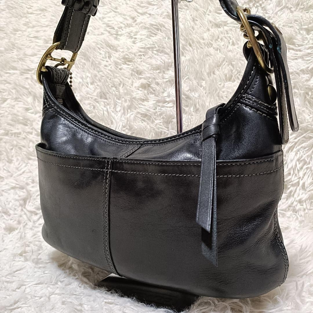 COACH Shoulder Bag Purse Leather Black Authentic