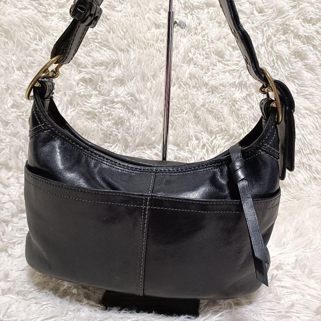 COACH Shoulder Bag Purse Leather Black Authentic