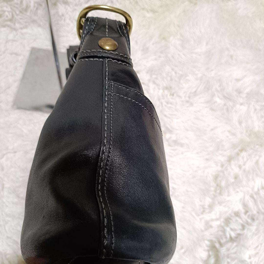 COACH Shoulder Bag Purse Leather Black Authentic