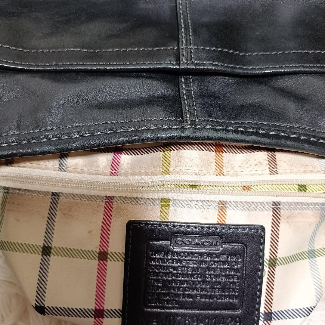 COACH Shoulder Bag Purse Leather Black Authentic