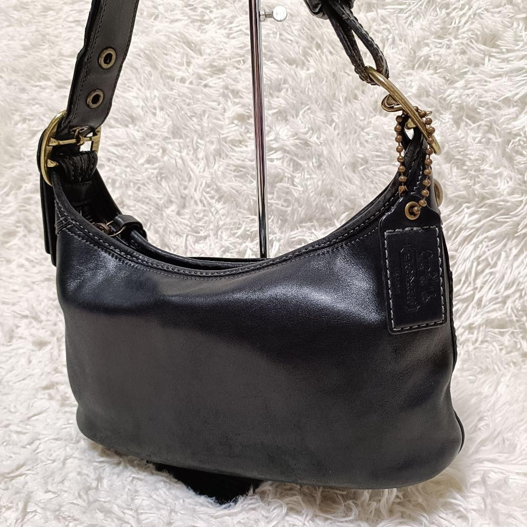 COACH Shoulder Bag Purse Leather Black Authentic