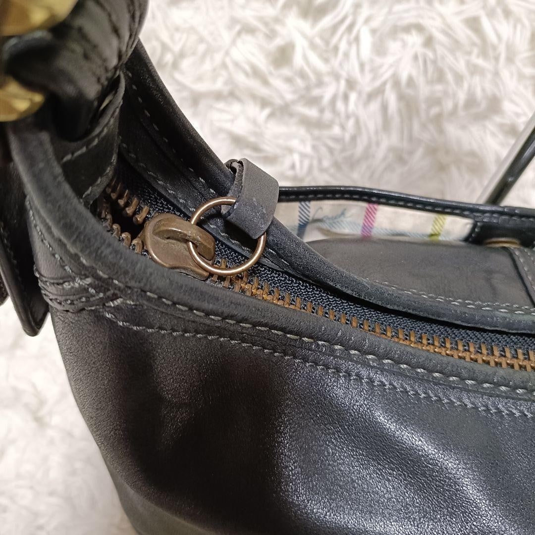 COACH Shoulder Bag Purse Leather Black Authentic