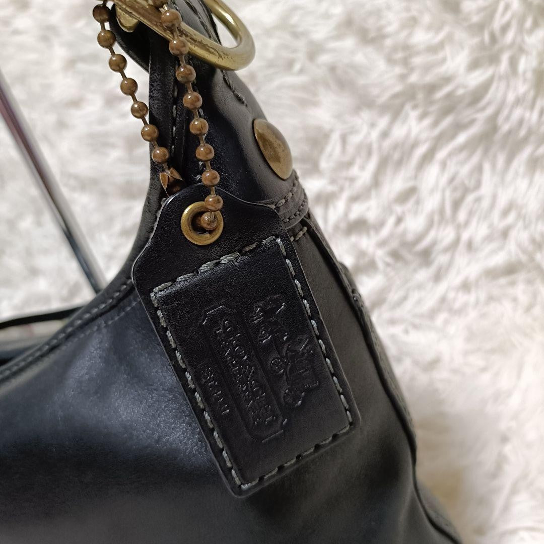 COACH Shoulder Bag Purse Leather Black Authentic