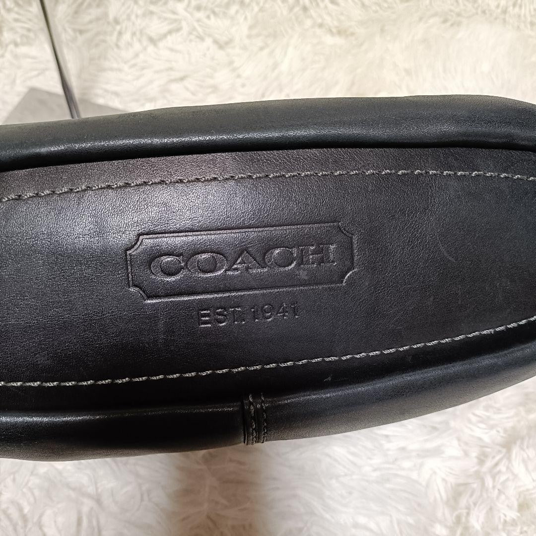 COACH Shoulder Bag Purse Leather Black Authentic