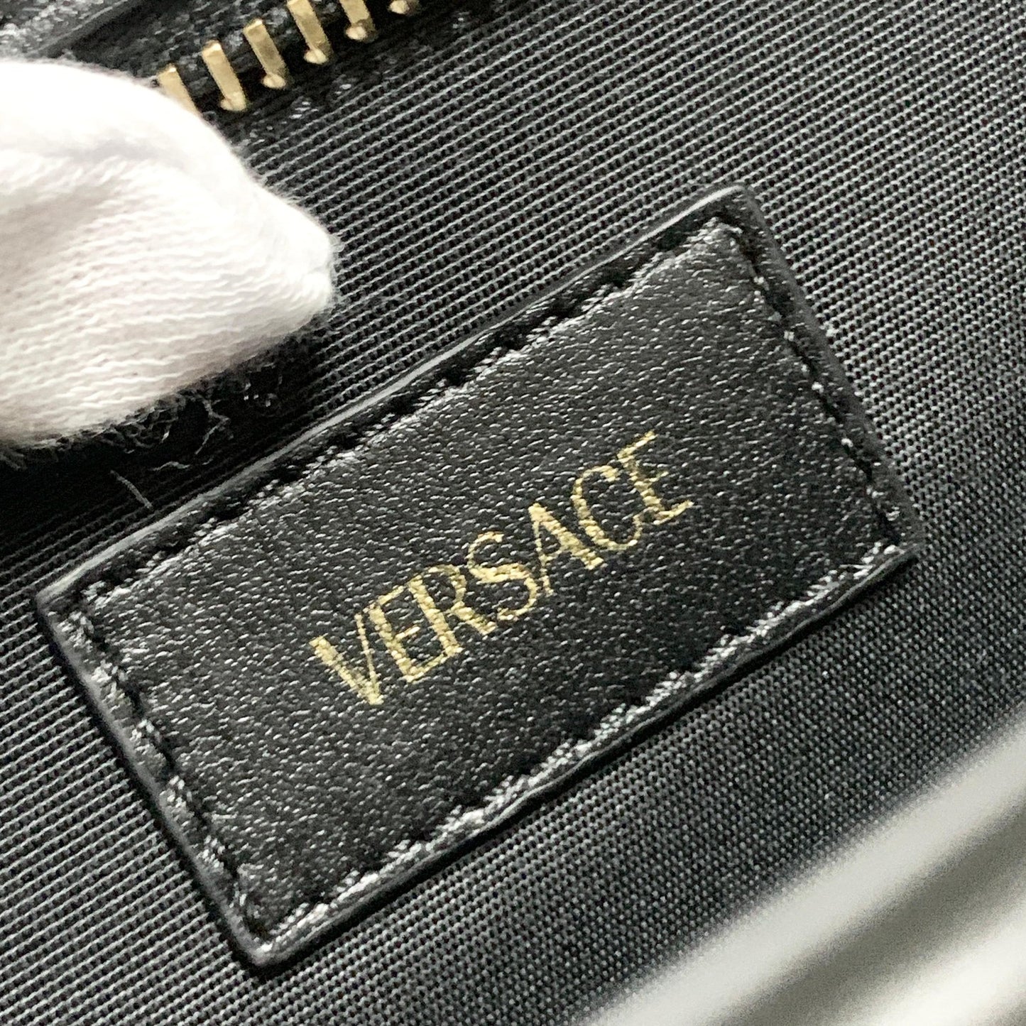 VERSACE Bag Medusa Chain Shoulder Purse Leather Black Chain Gold Used Authentic