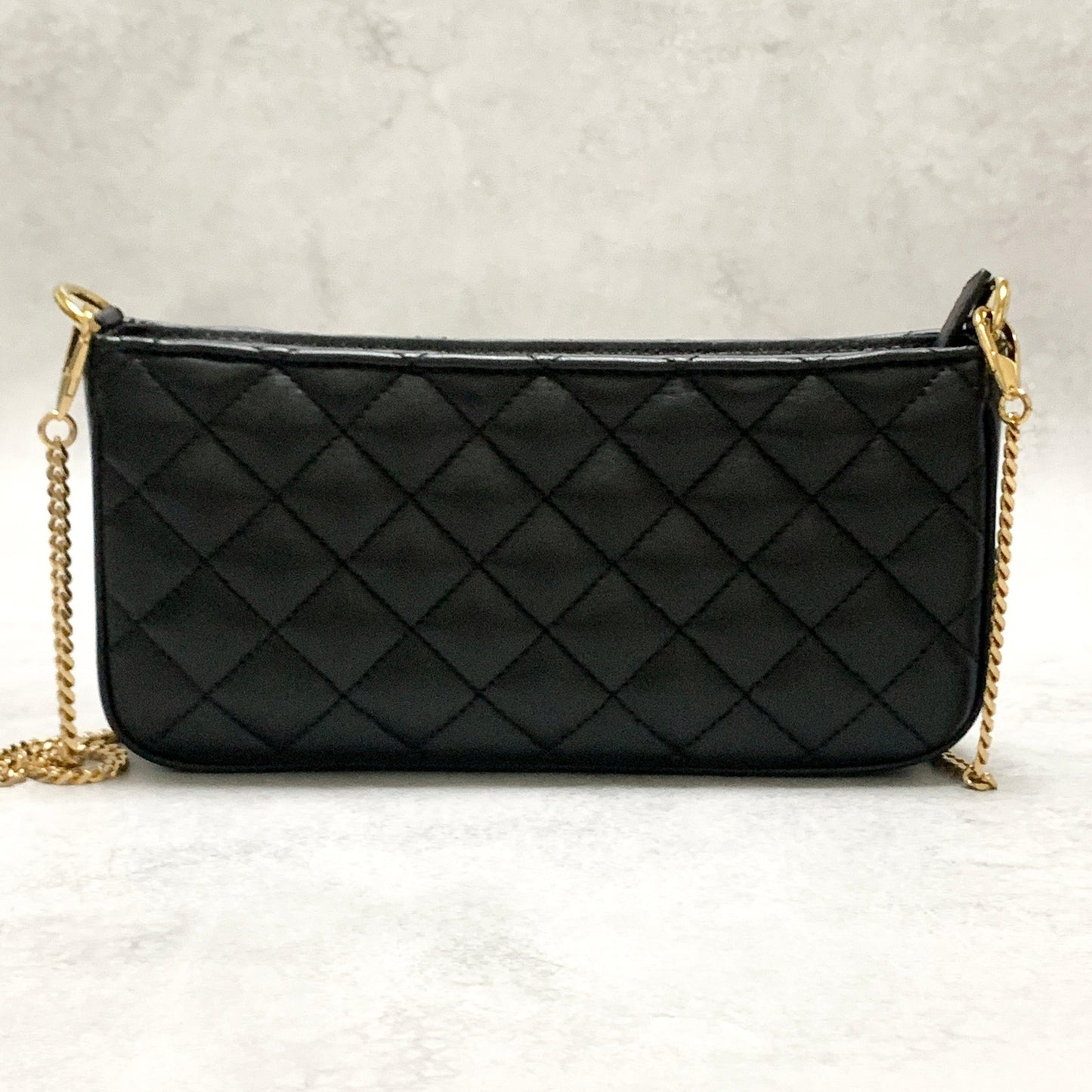VERSACE Bag Medusa Chain Shoulder Purse Leather Black Chain Gold Used Authentic
