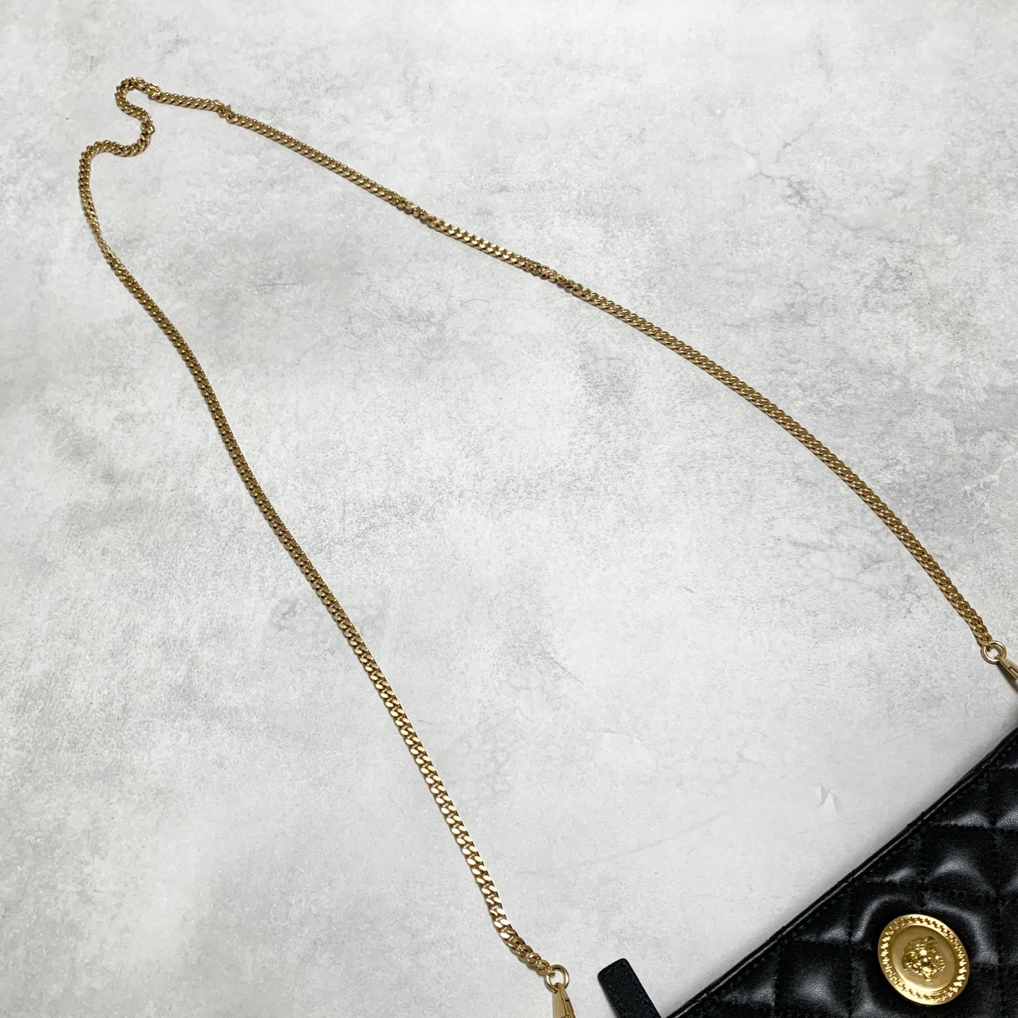 VERSACE Bag Medusa Chain Shoulder Purse Leather Black Chain Gold Used Authentic