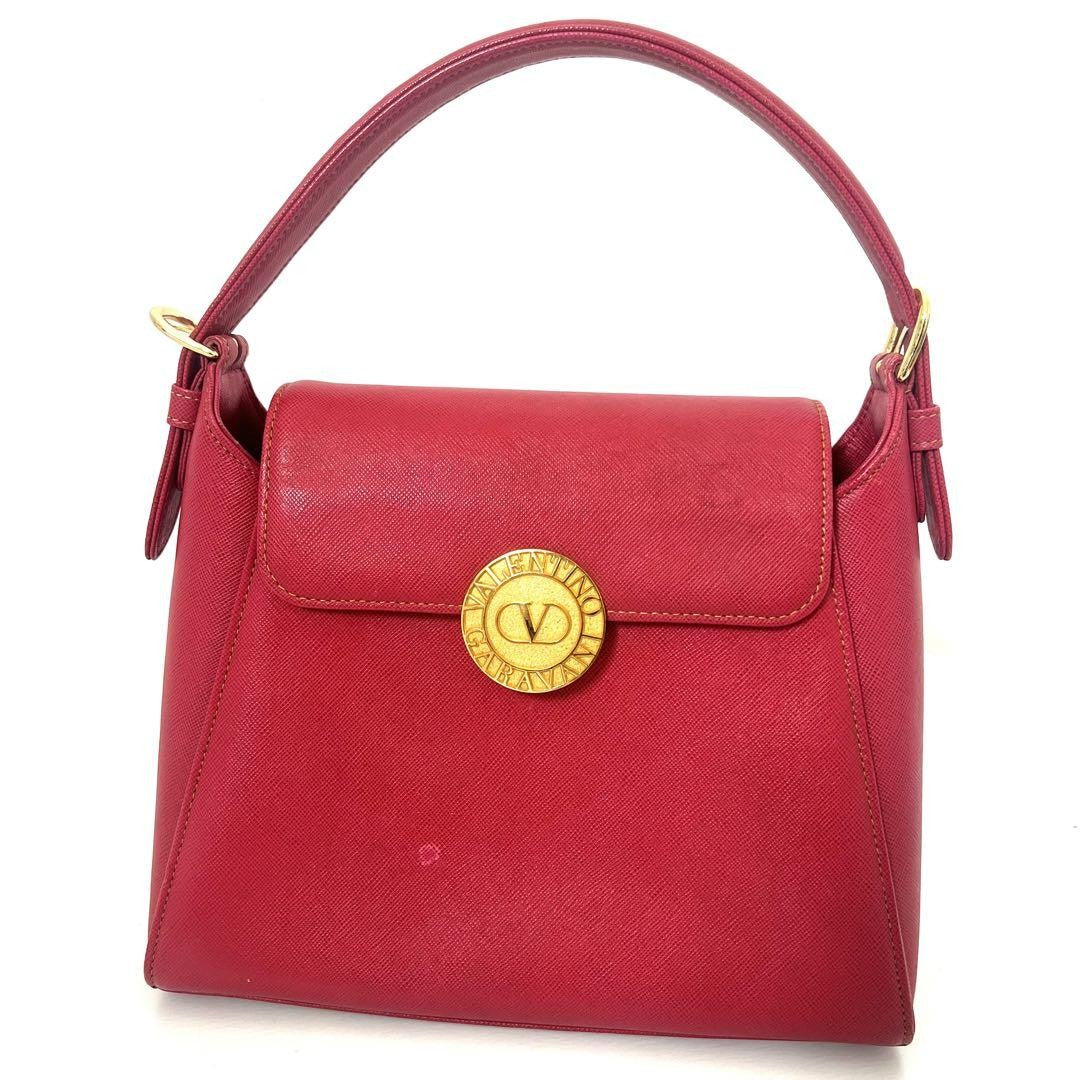 Valentino Garavani Hand Bag Tote Purse Logo Leather Pink Authentic
