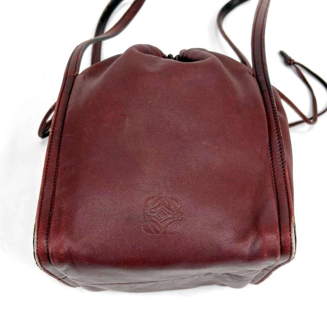 LOEWE Hand Bag Tote Purse Leather Red Authentic