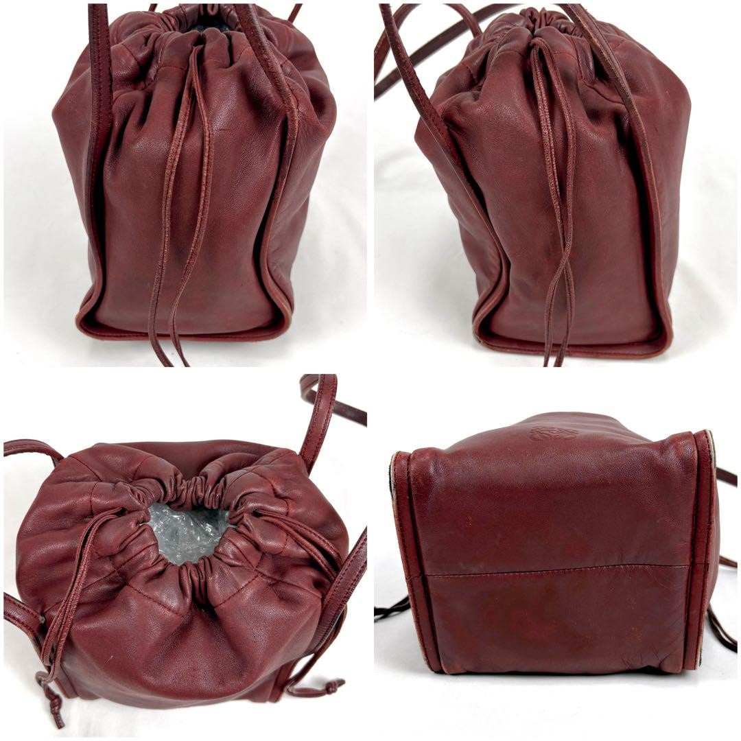 LOEWE Hand Bag Tote Purse Leather Red Authentic