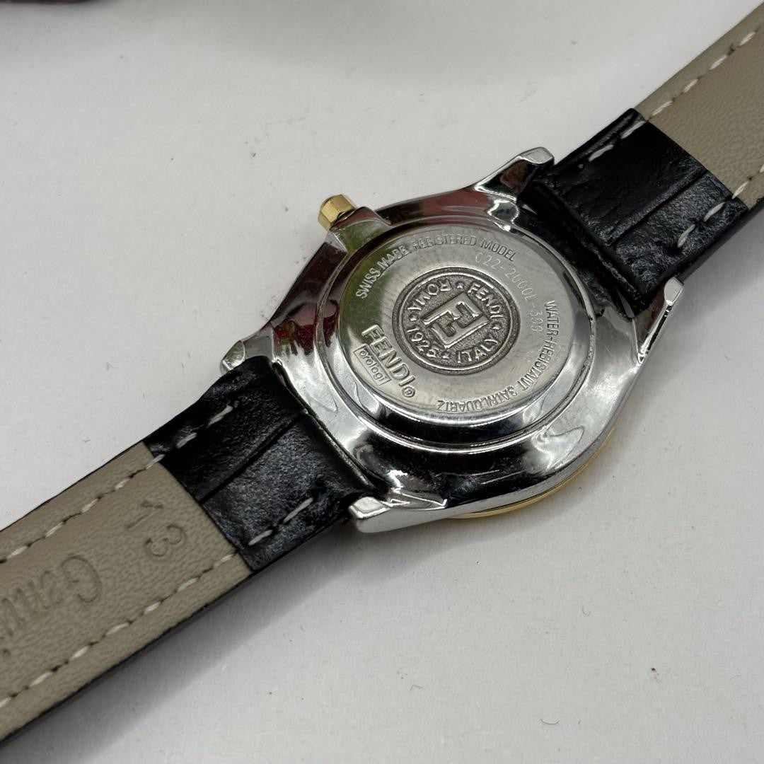 FENDI 2000L Quartz Watch Wristwatch FF Logo White Gold Women's Authentic
