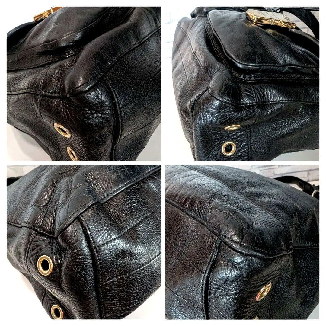 MULBERRY Purse Hand Bag Tote convertible shoulder bag Leather Black Authentic
