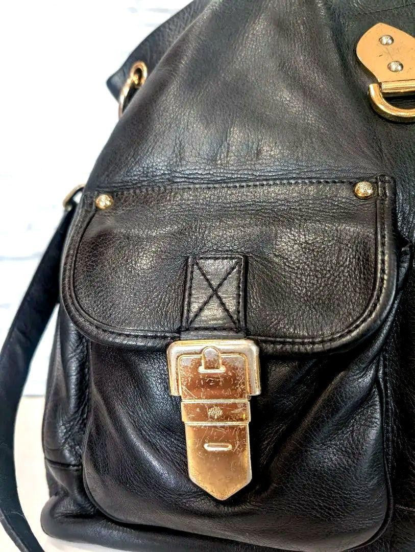 MULBERRY Purse Hand Bag Tote convertible shoulder bag Leather Black Authentic