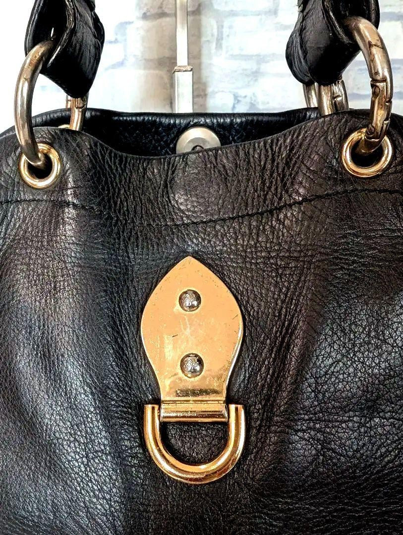 MULBERRY Purse Hand Bag Tote convertible shoulder bag Leather Black Authentic