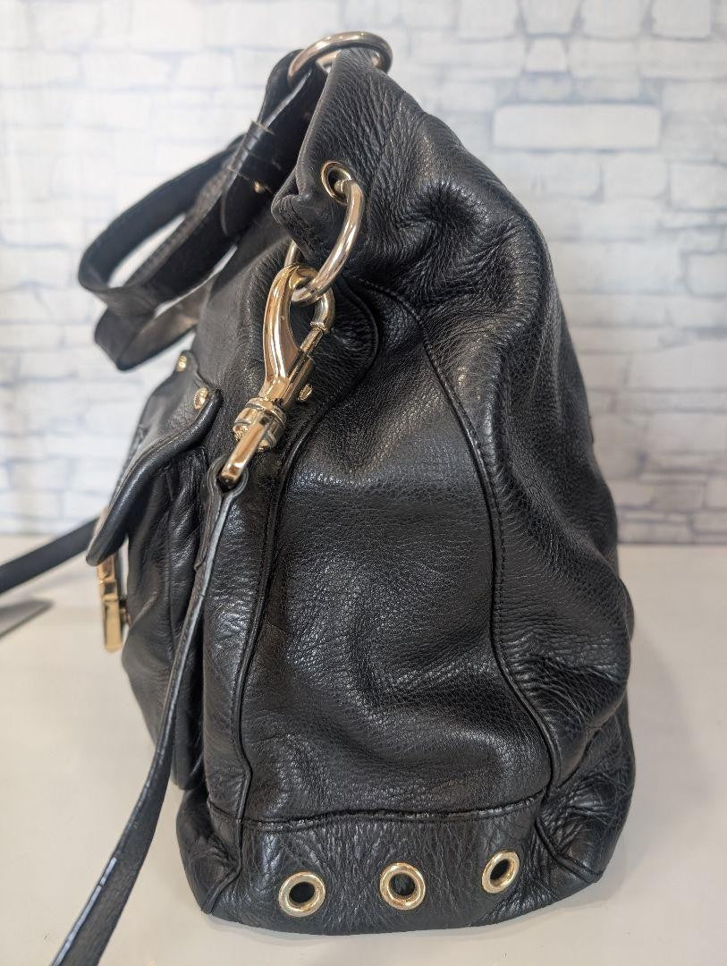 MULBERRY Purse Hand Bag Tote convertible shoulder bag Leather Black Authentic