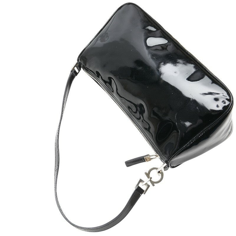 Salvatore Ferragamo Shoulder Bag Purse Gancini Black Authentic