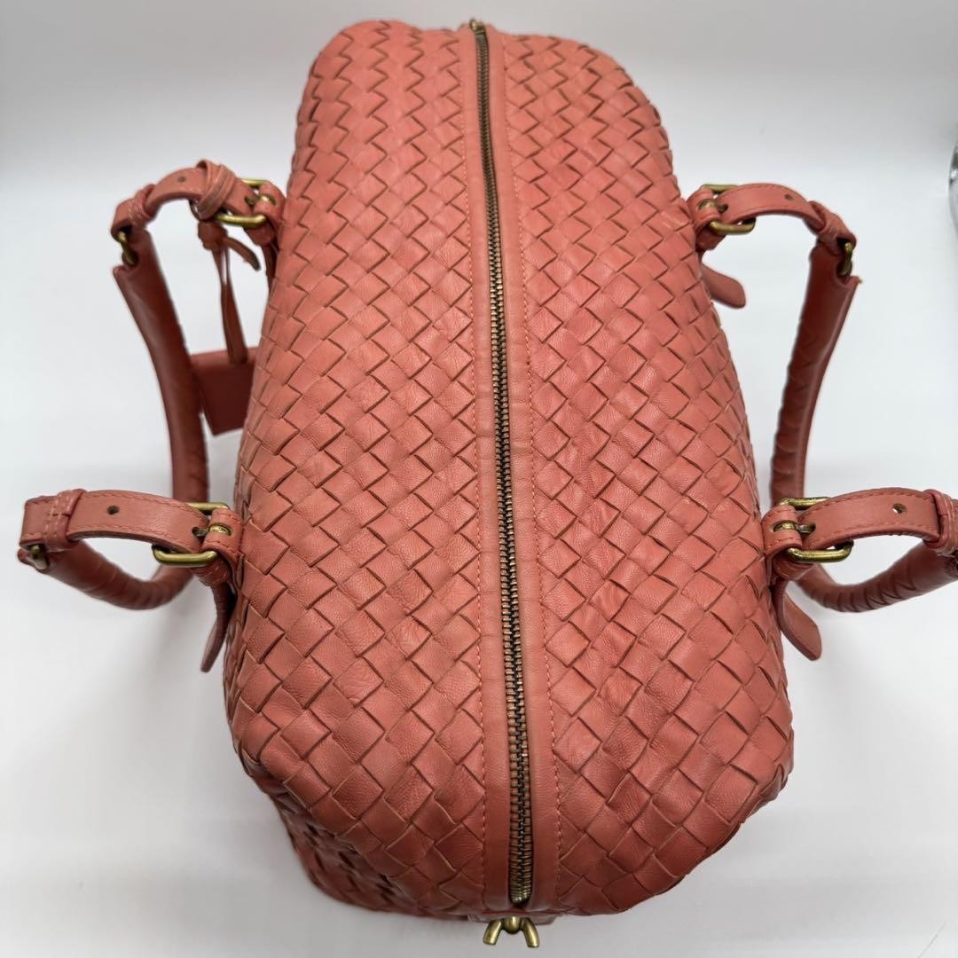 BOTTEGA VENETA Hand Bag Tote Purse Intrecciato Leather Salmon Pink Authentic
