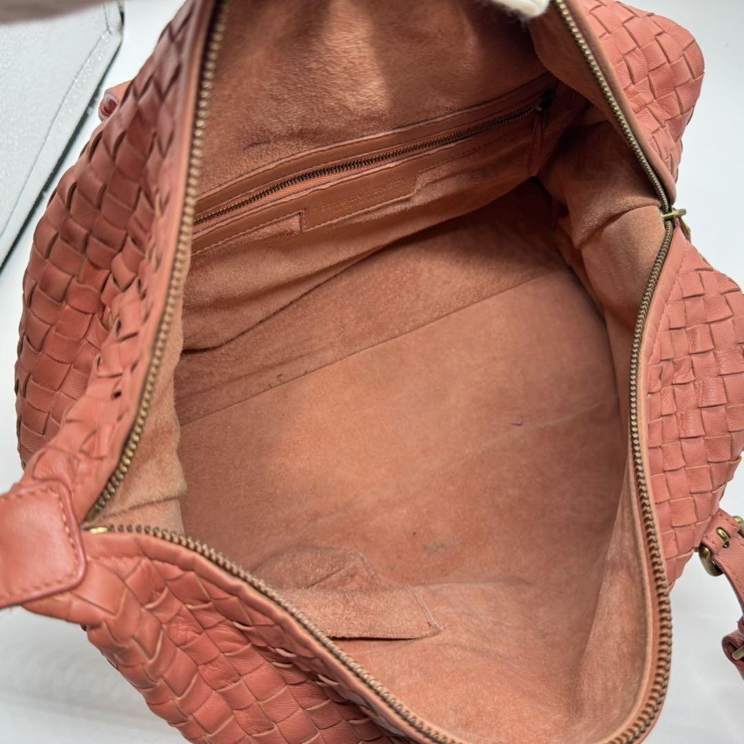 BOTTEGA VENETA Hand Bag Tote Purse Intrecciato Leather Salmon Pink Authentic