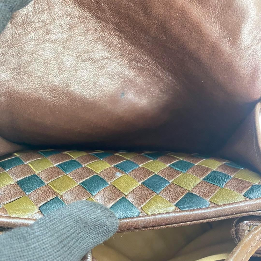 BOTTEGA VENETA Shoulder Bag Purse Intrecciato Leather Multicolor Authentic