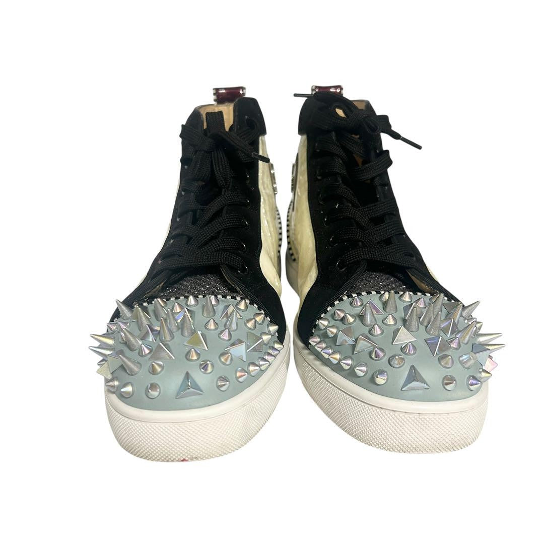 Christian Louboutin Sneakers Shoes High-cut Studs EU 43 US 10 White Black Auth