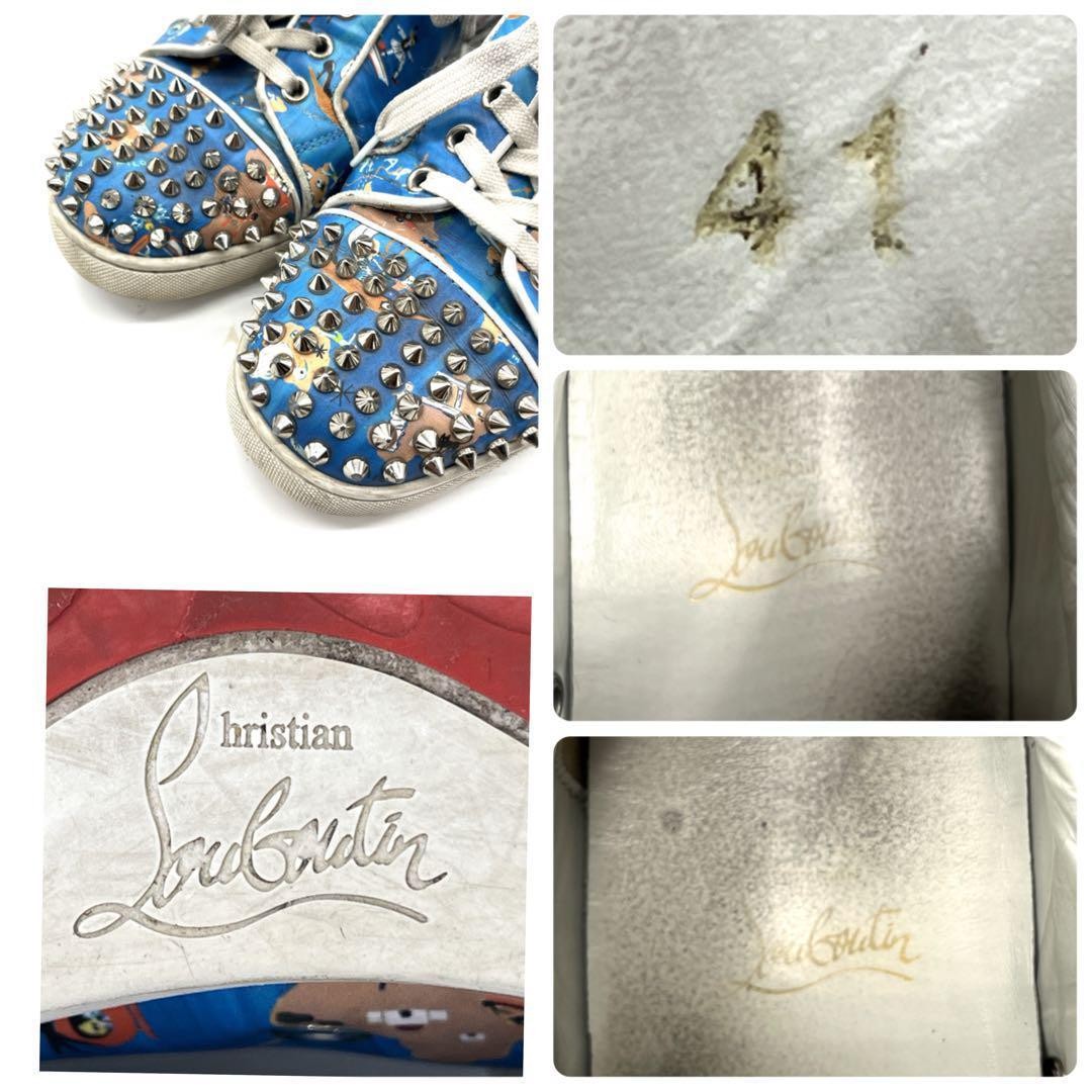 Christian Louboutin Sneakers Shoes Low-Cut Studs EU 41 US 8 Blue Authentic