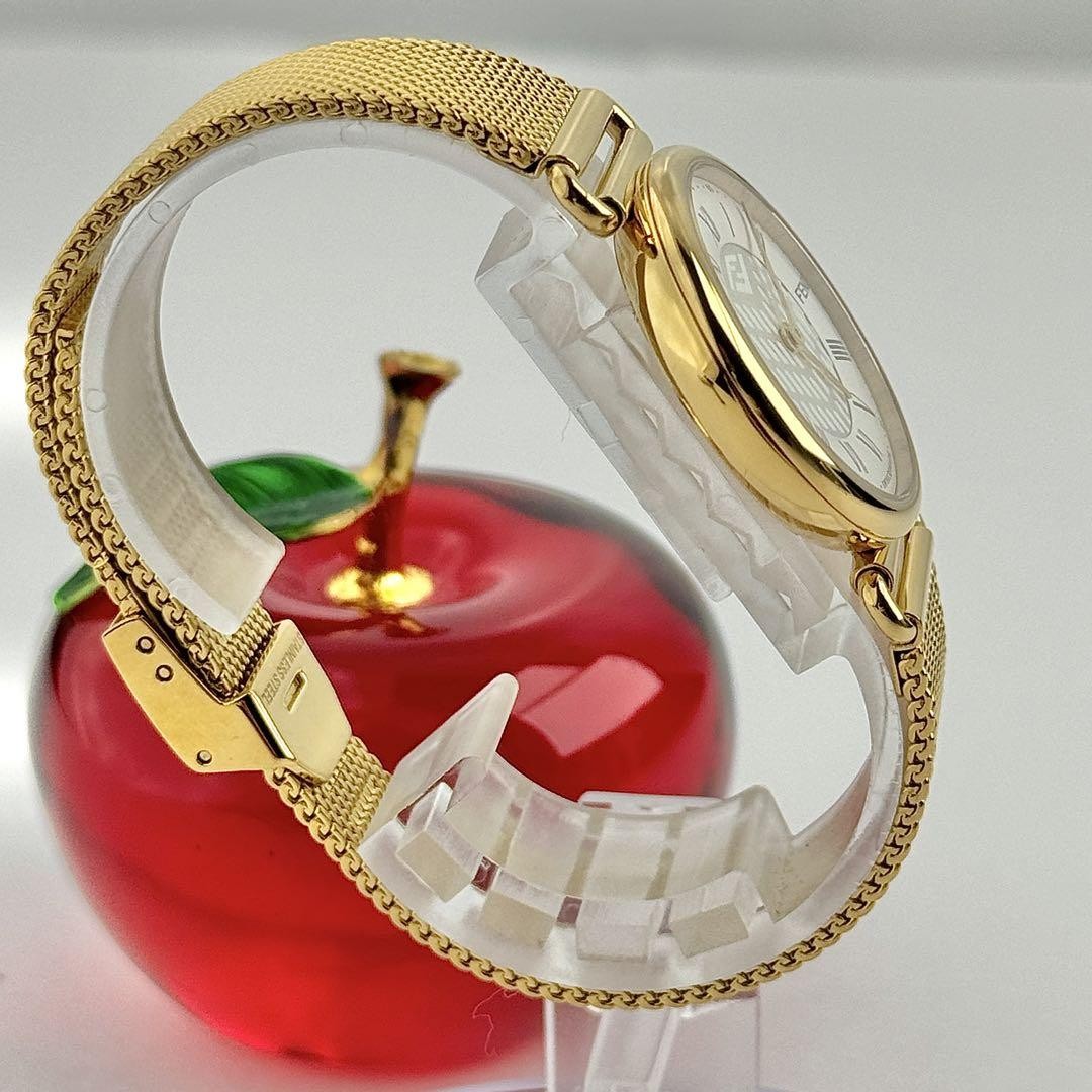 FENDI Quartz Watch Wristwatch Logo White Gold Women's Authentic