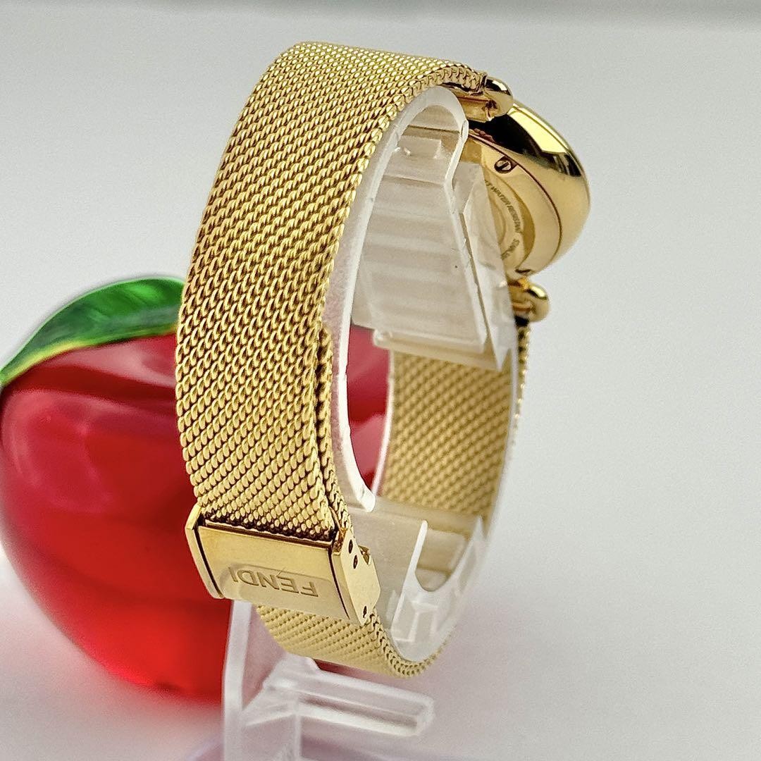FENDI Quartz Watch Wristwatch Logo White Gold Women's Authentic