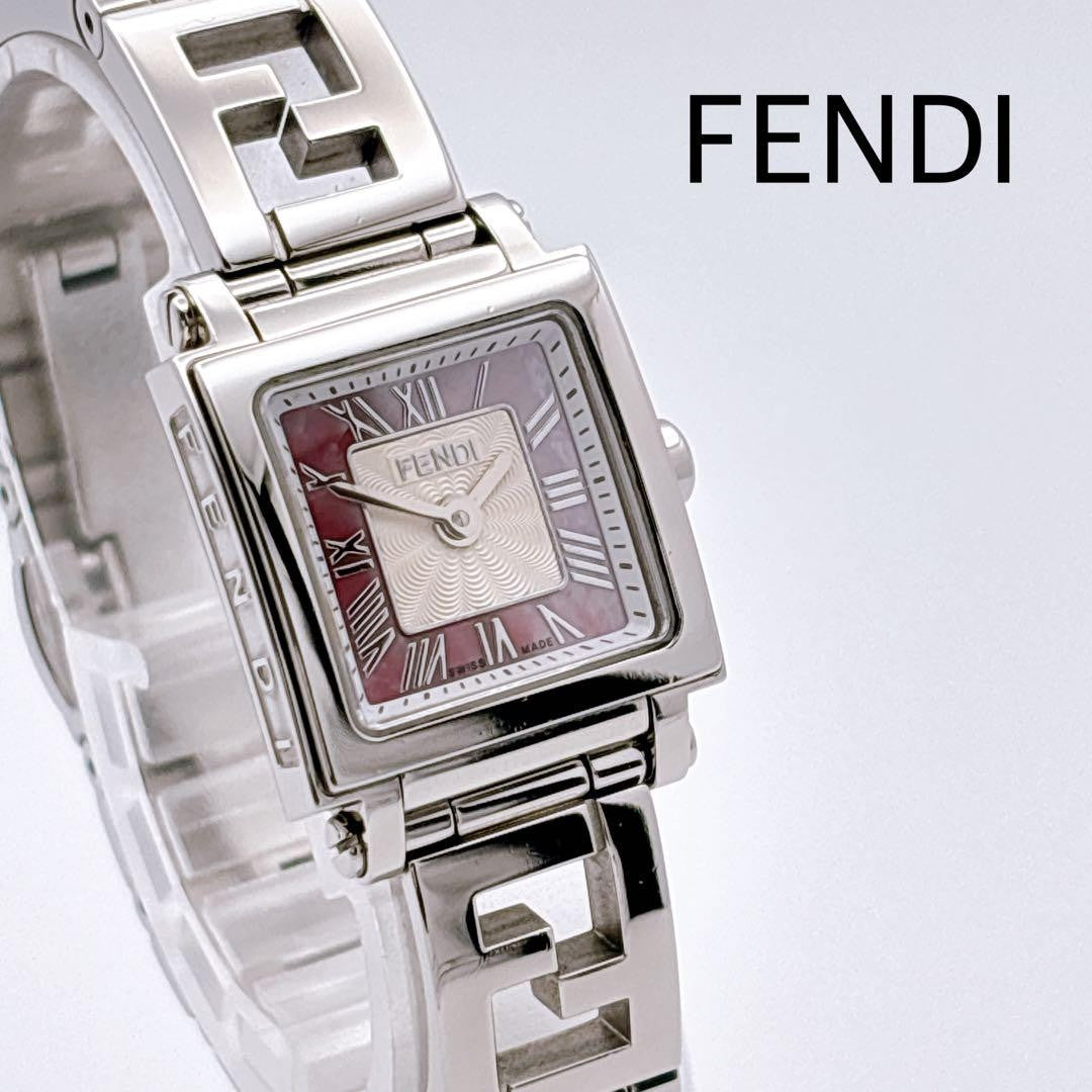 FENDI 60500L Quartz Watch Wristwatch Logo Pink Silver Women's Authentic