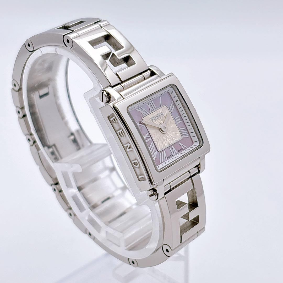 FENDI 60500L Quartz Watch Wristwatch Logo Pink Silver Women's Authentic
