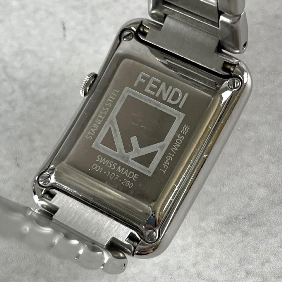 FENDI Run Away Rectangle Quartz Watch Wristwatch Logo Silver Women's Authentic