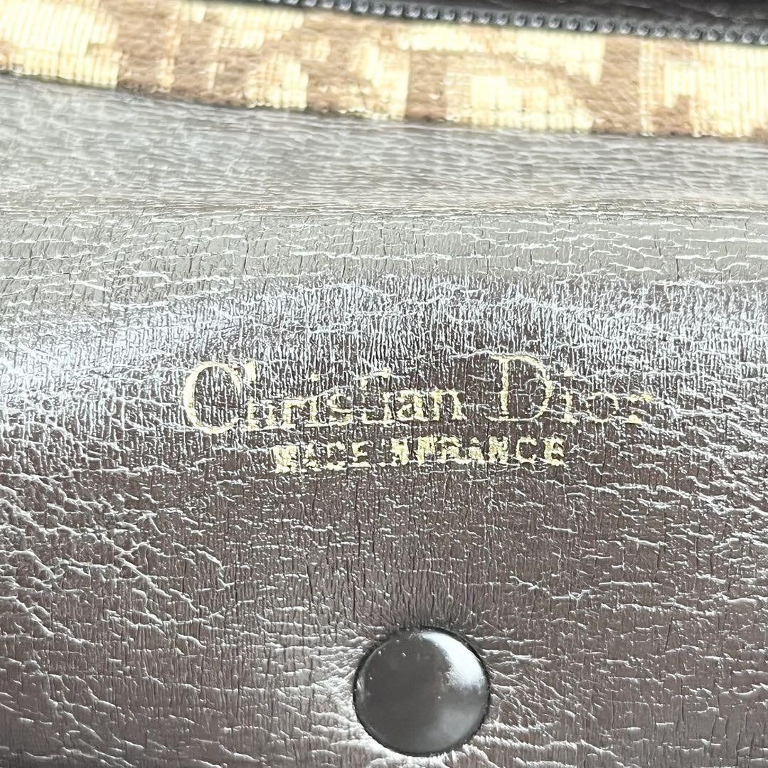 Christian Dior Clutch Bag Second Bag Trotter Canvas Leather Beige Dark Brown
