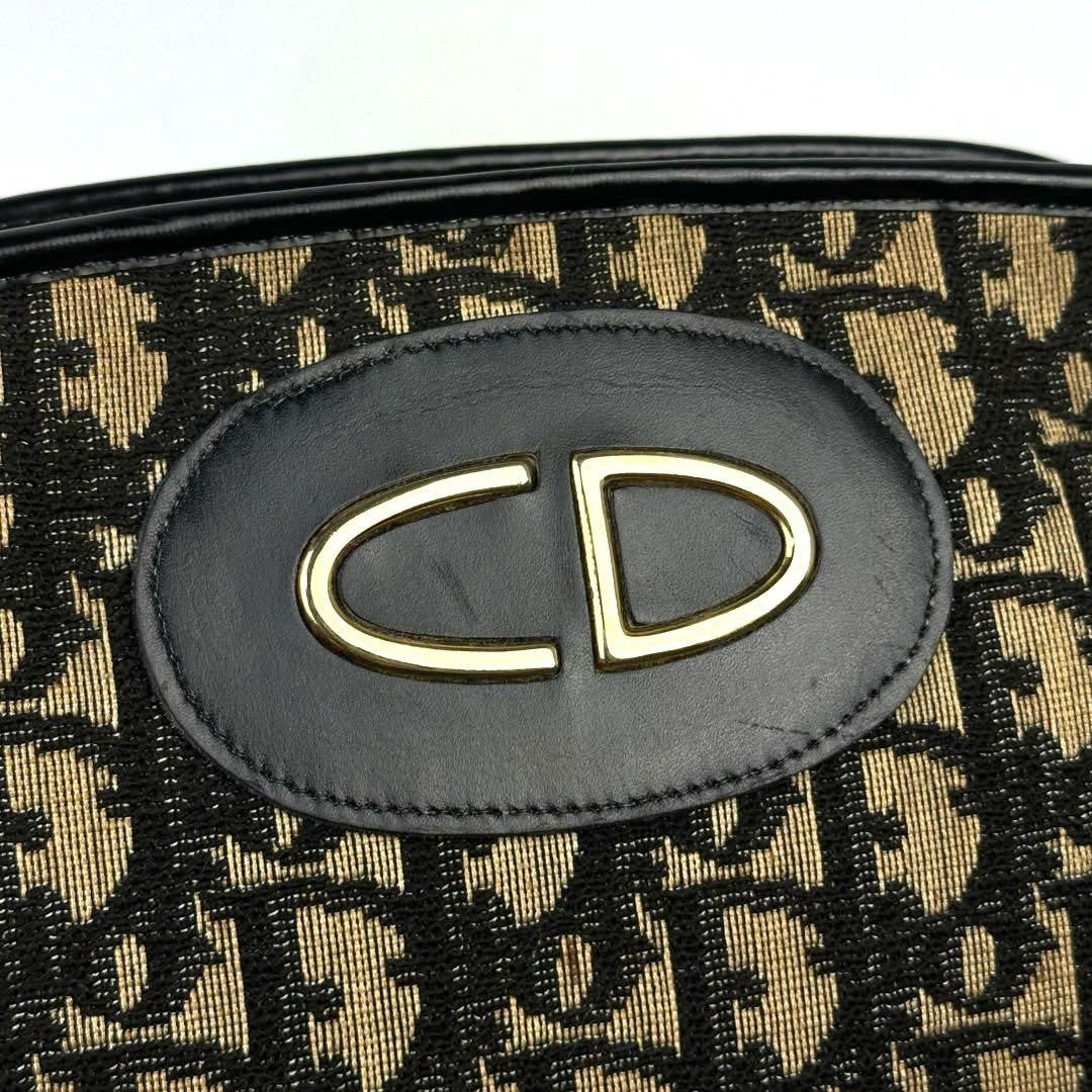 Christian Dior Shoulder Bag Purse Trotter CD Canvas Leather Navy Authentic