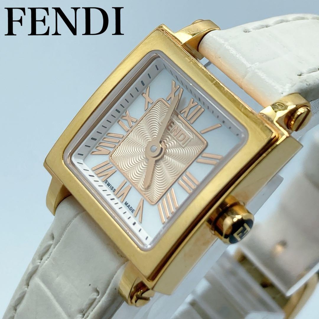 FENDI 60500L QUADORO MINI Quartz Watch Wristwatch Logo Women's Authentic