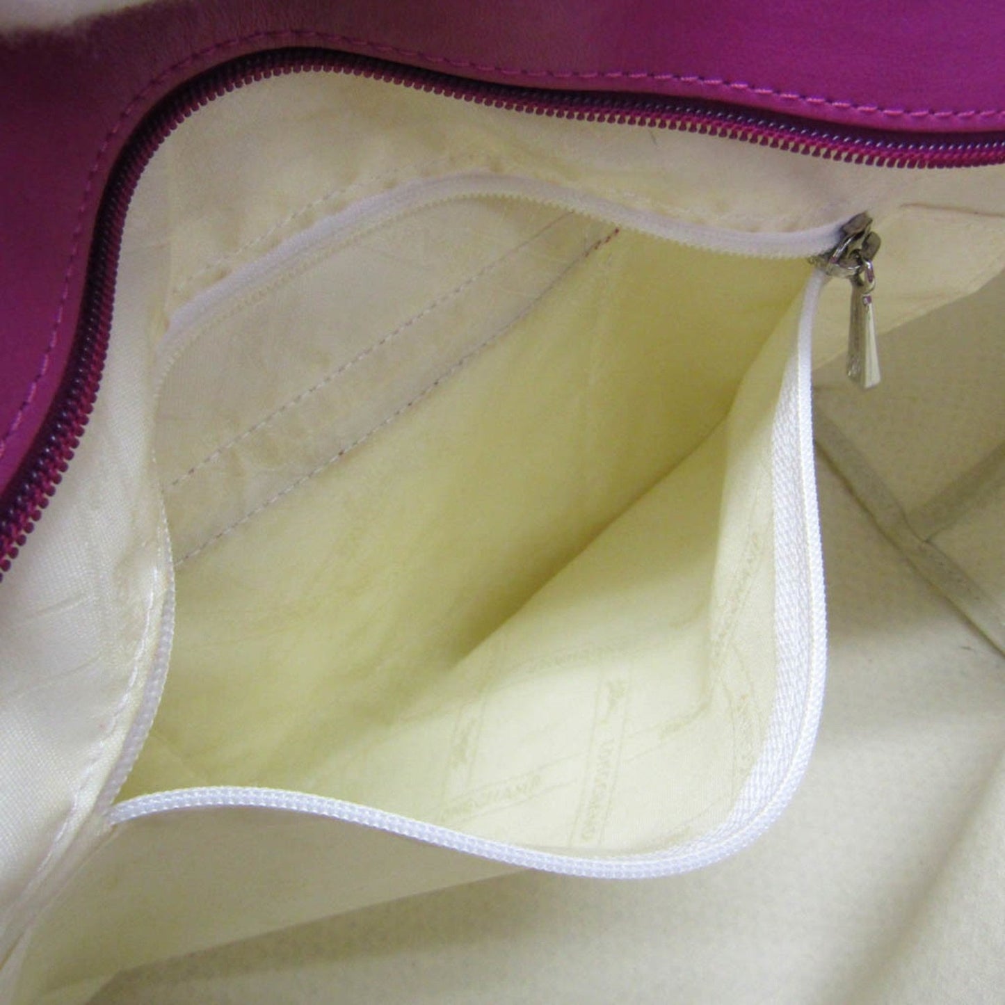Longchamp Hand Bag Tote Purse Leather Light Beige Pink Authentic