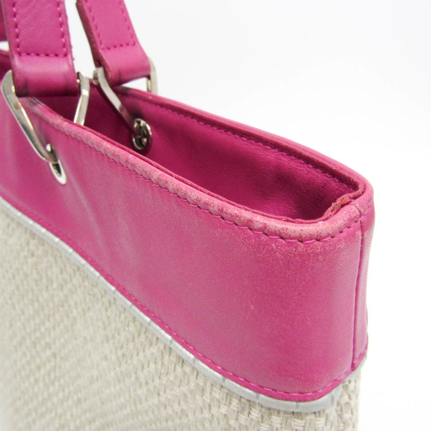 Longchamp Hand Bag Tote Purse Leather Light Beige Pink Authentic