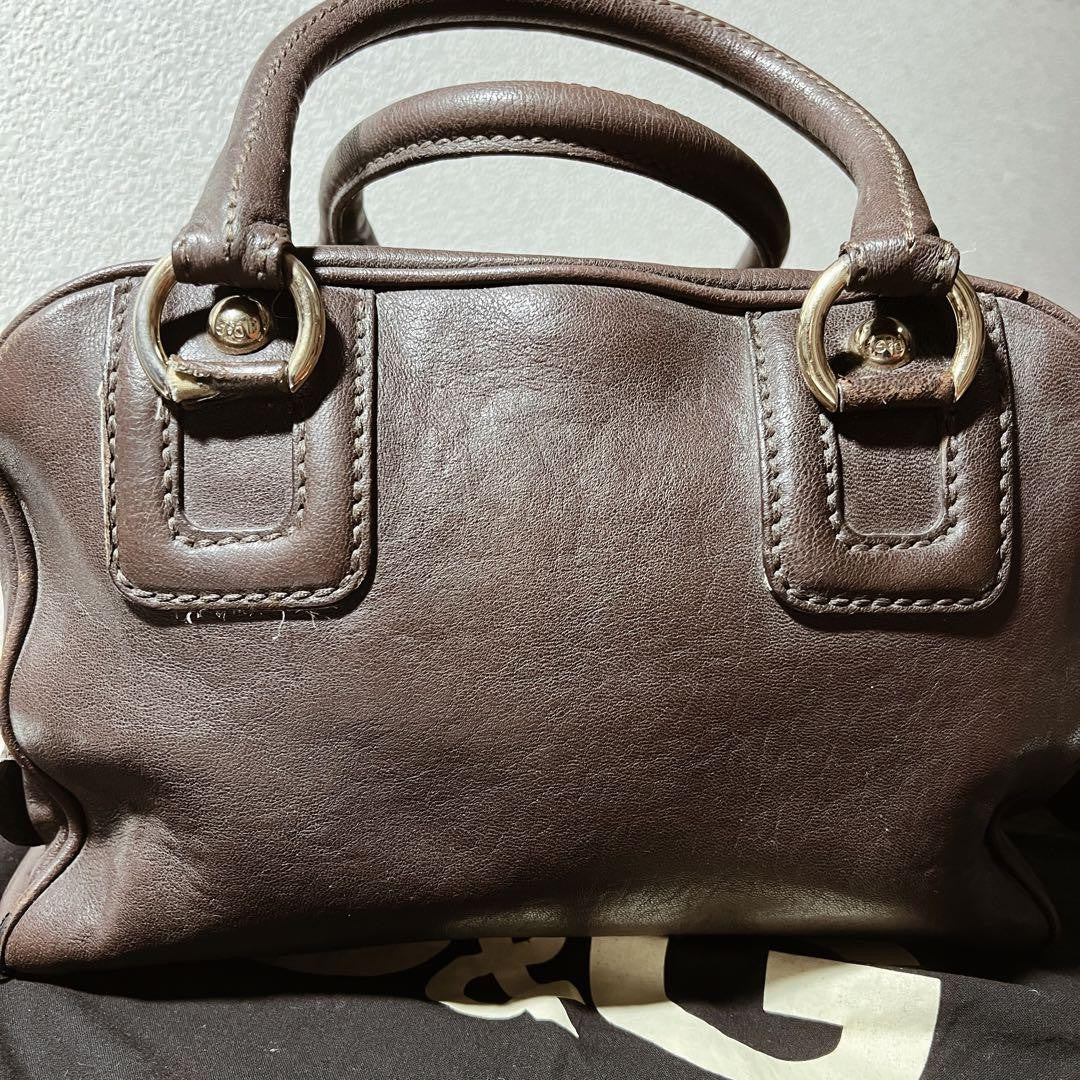 Dolce & Gabbana Hand Bag Tote Purse Leather Brown Authentic
