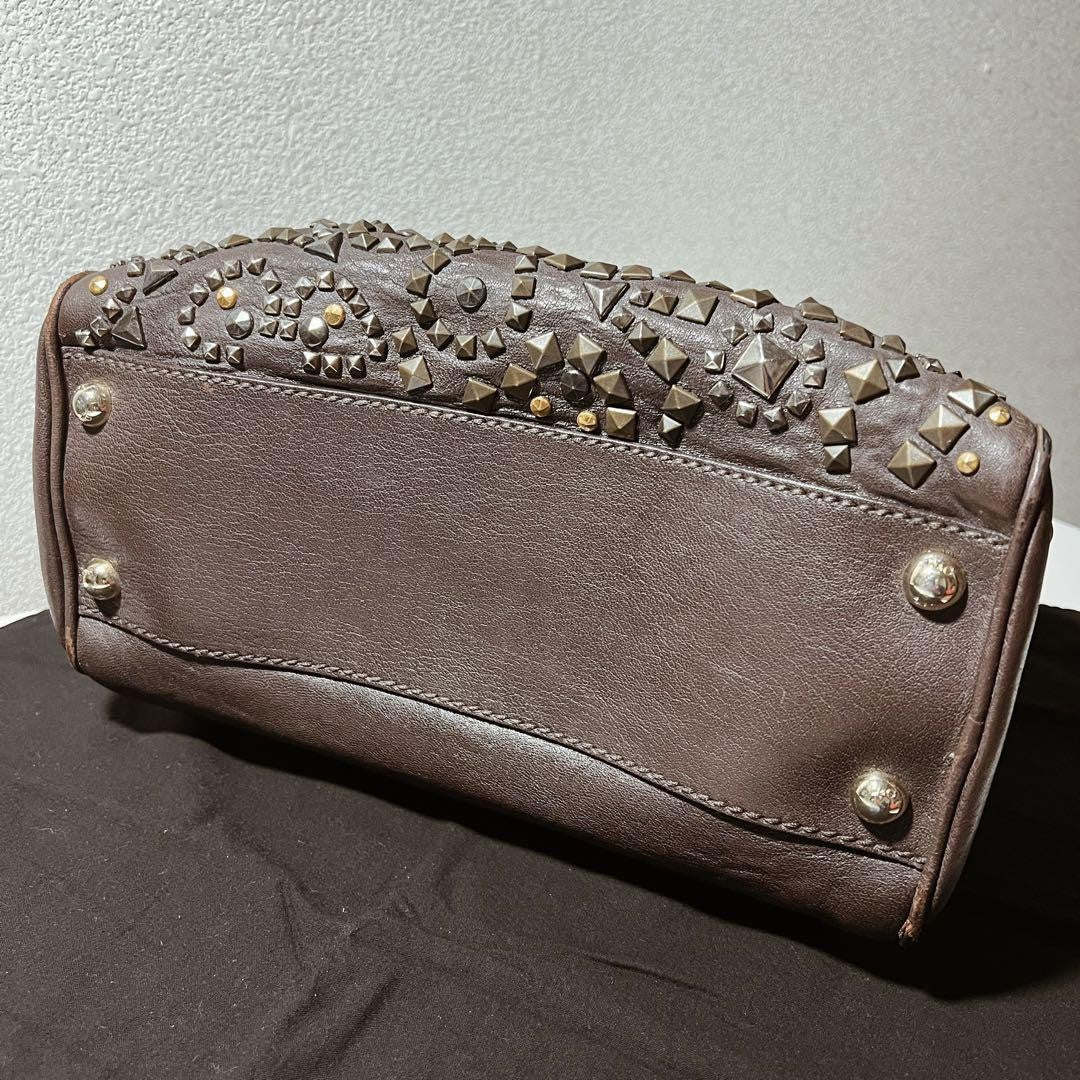 Dolce & Gabbana Hand Bag Tote Purse Leather Brown Authentic