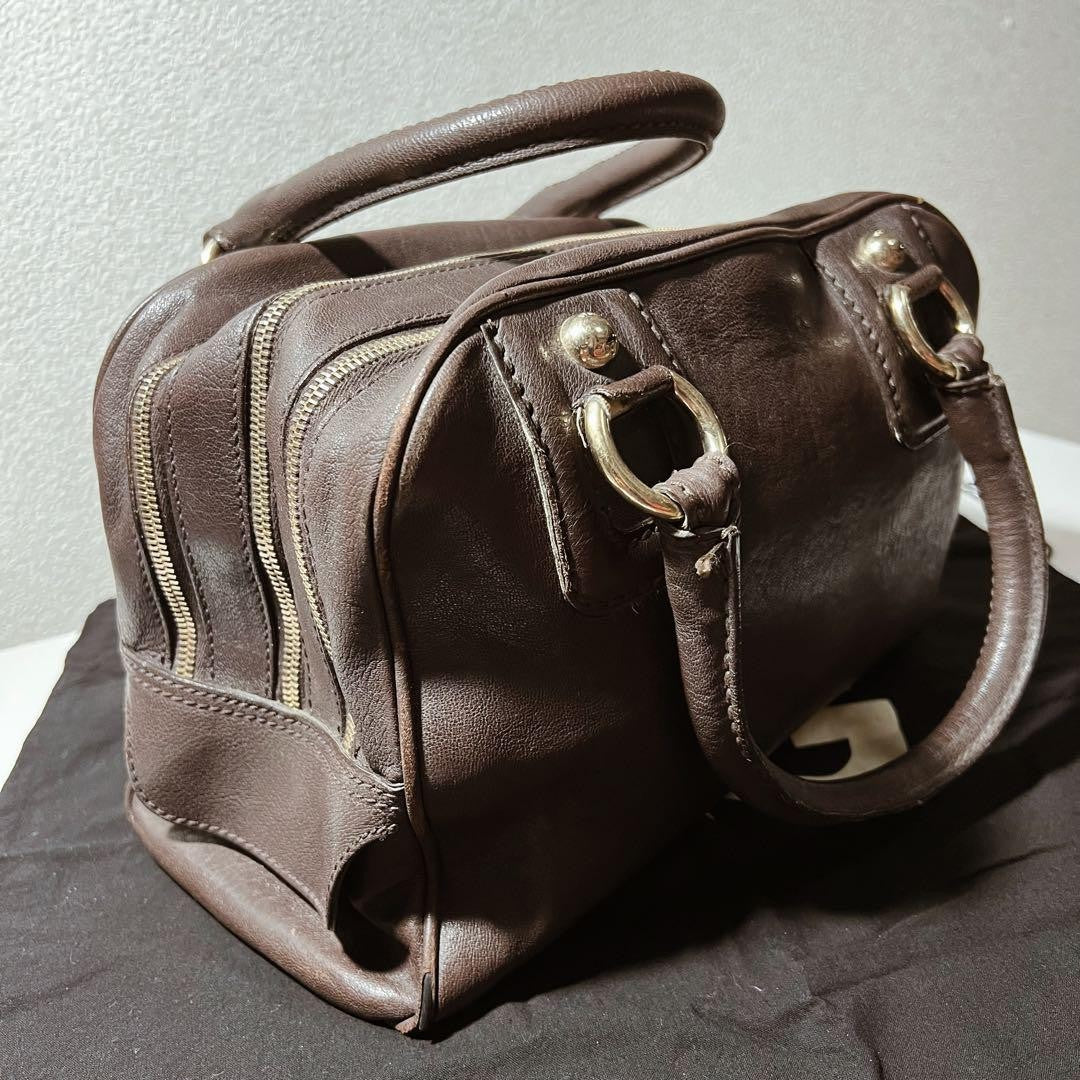 Dolce & Gabbana Hand Bag Tote Purse Leather Brown Authentic