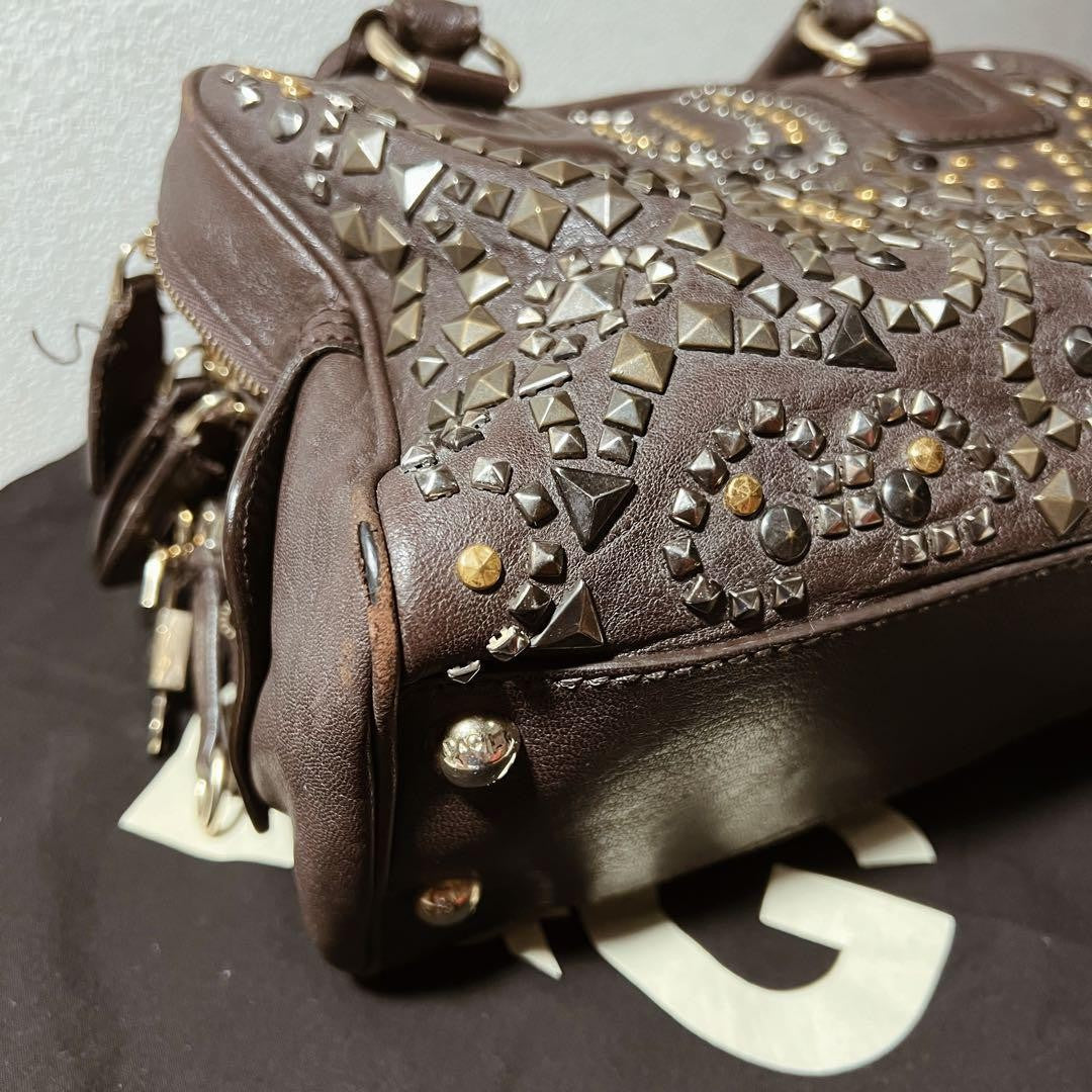 Dolce & Gabbana Hand Bag Tote Purse Leather Brown Authentic