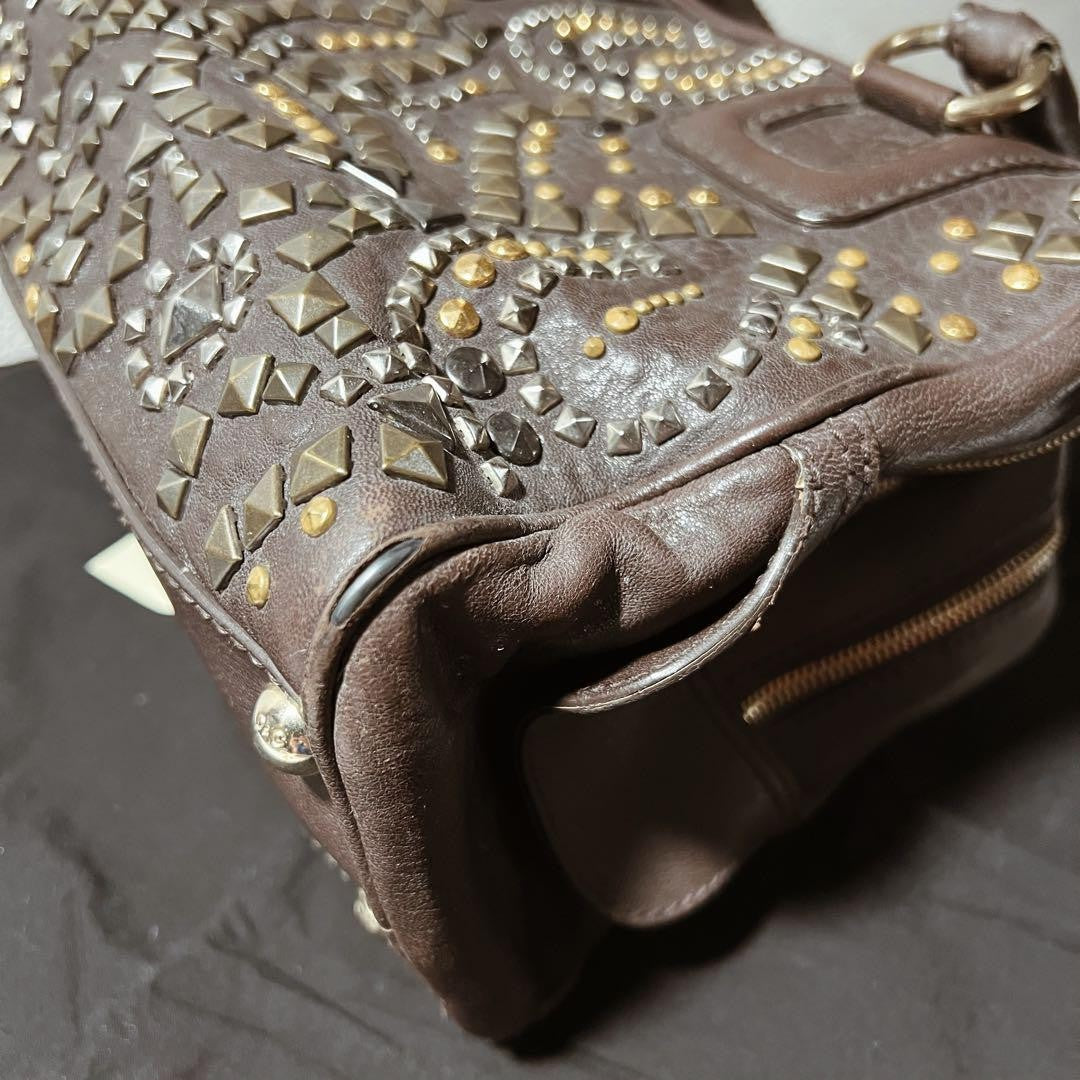 Dolce & Gabbana Hand Bag Tote Purse Leather Brown Authentic