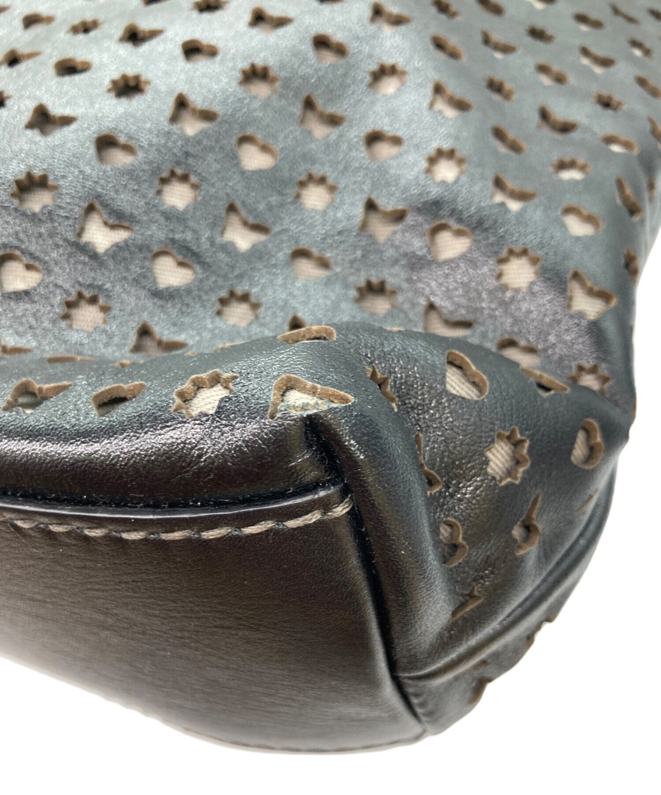 D&G Hand Bag Tote Purse Perforated Leather Black Authentic