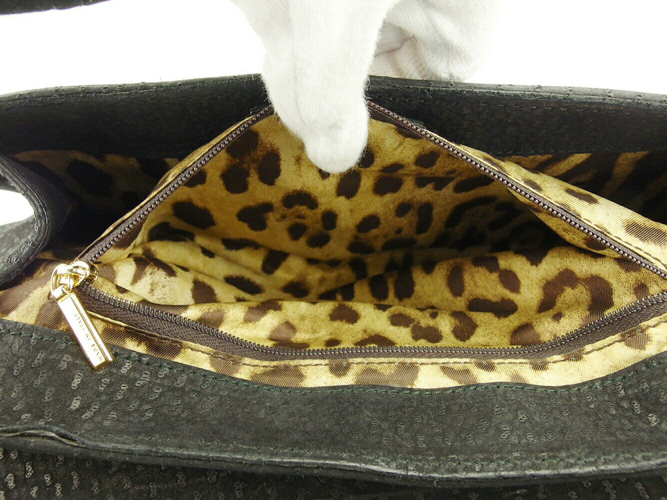 Dolce & Gabbana Shoulder Bag Purse Leopard Black Gold Brown Authentic