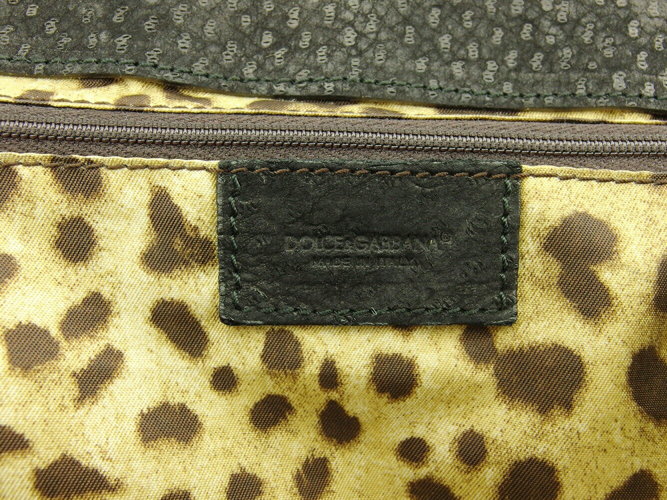 Dolce & Gabbana Shoulder Bag Purse Leopard Black Gold Brown Authentic