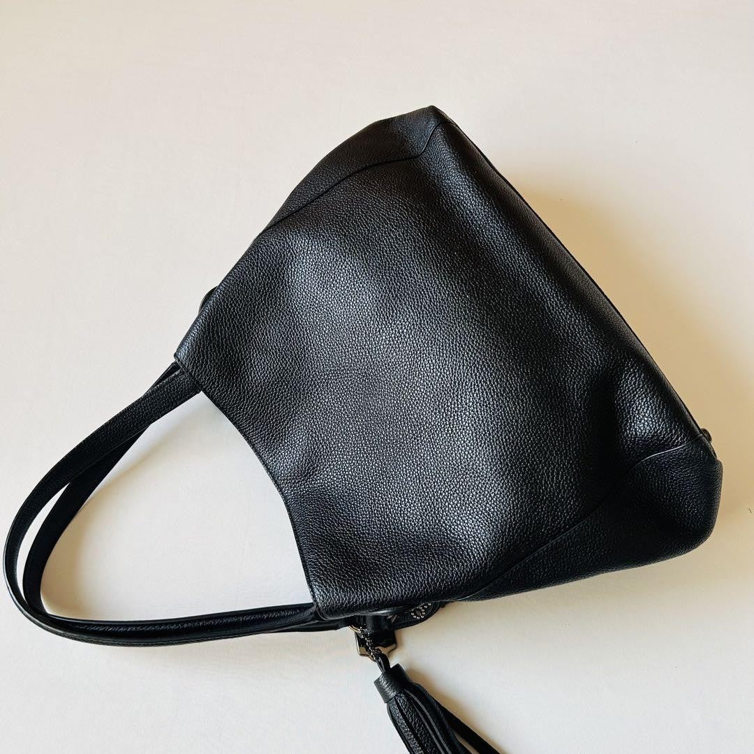 COACH Hand Shoulder Bag Tote Purse Leather Black Authentic