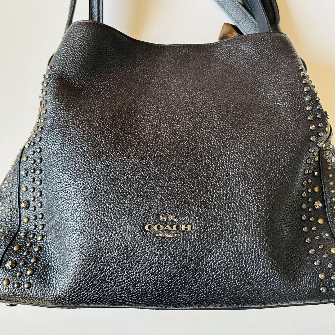 COACH Hand Shoulder Bag Tote Purse Leather Black Authentic