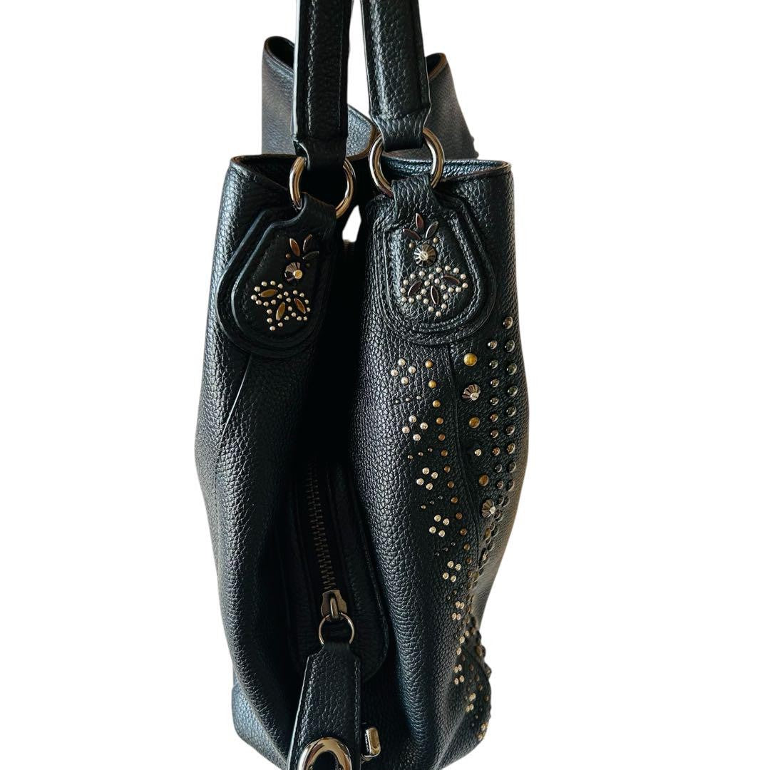 COACH Hand Shoulder Bag Tote Purse Leather Black Authentic