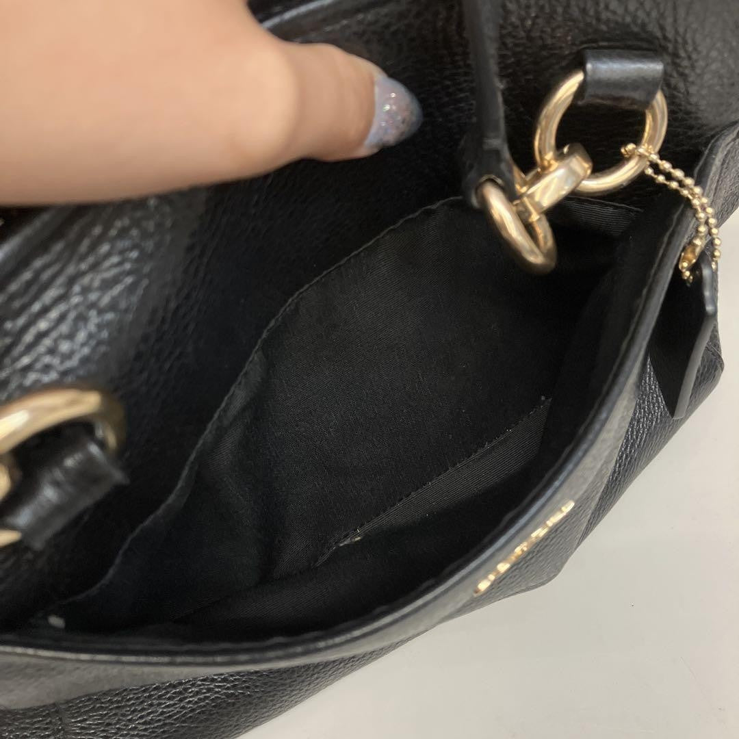 COACH Hand Bag Tote Purse 2way Leather Black Authentic