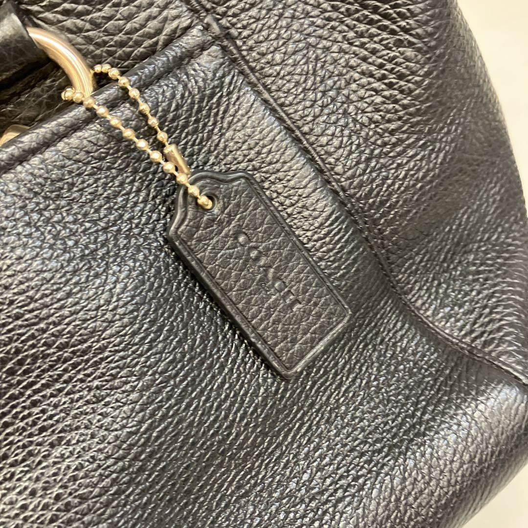 COACH Hand Bag Tote Purse 2way Leather Black Authentic