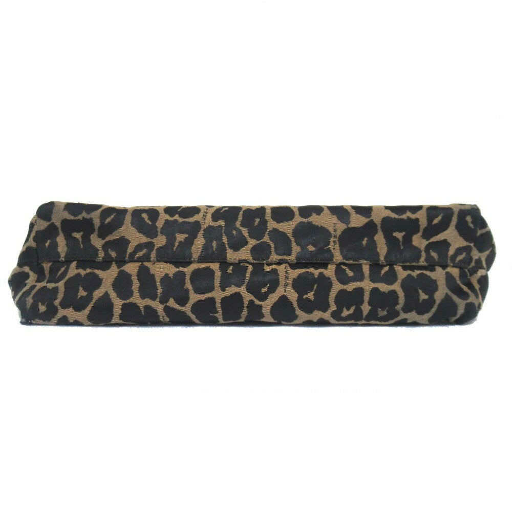 FENDI Hand Bag Tote Purse Leopard Beige Black Authentic